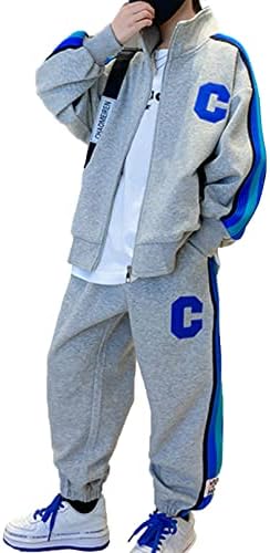Miaeowve Kids Boys TrackSuit pulover s dugim rukavima sa punim zip kapuljačom i jogging dukseci 2 komada