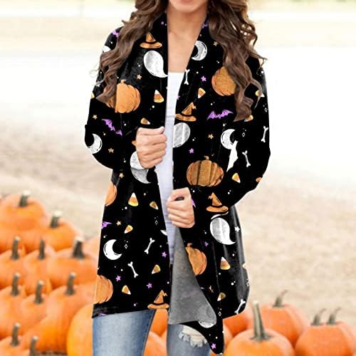 Žene Halloween casual majice Ispiši kardigan jaknu Dugih rukava Top kardigan jakna s dugim pletenim kardiganom