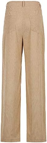 Hurderoy hlače za žene visoki struk čvrste vintage ravne torbice za noge Ležerne hlače