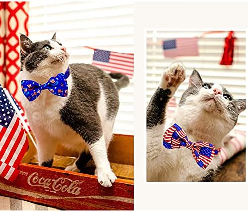 4. jula mačka leptir mašna ovratnik sa zvonom, nezavisnost američki praznik Kitty Kitten Patriotski ovratnici