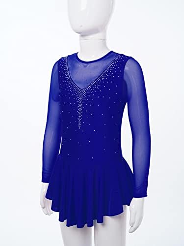 Chictry Girls Like Dišete za klizanje MESH Diamond Leotard Dance haljina Konkurent Gimnastika Kostim