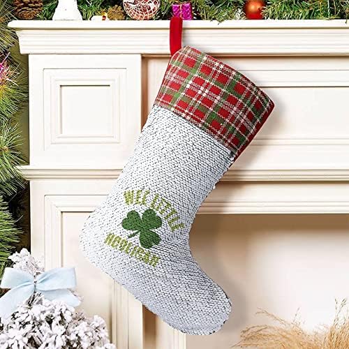 Wee Little Huligan Sequin Božićne čarape Sjajni zid viseći ukras ukrasa za Xmas Tree Holiday Party