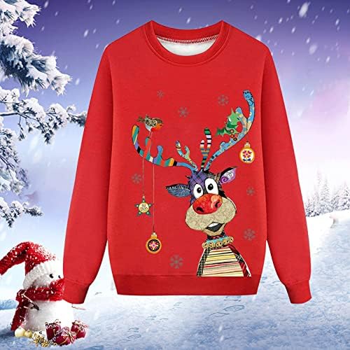 Par Božićni džemper podudaranje božićnih dugih rukava Udobne boje Dukseri Ugly Božić Porodica za odmor