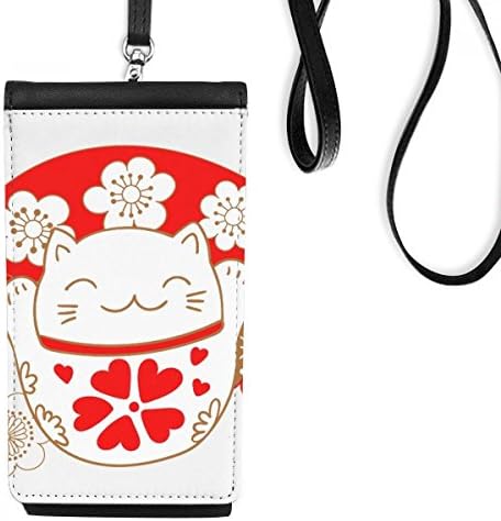 Cherry cvjetovi Lucky Fortune Cat Japan Telefon novčanik Torbica Viseća mobilna torbica Crni džep