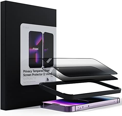Miak Privacy kaljeno staklo zaštitnik ekrana kompatibilan za iPhone 14 ProMax, 2 paket sa potpunom pokrivenošću
