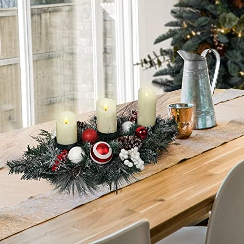 Valery Madelyn tradicionalna crvena bijela božićna vijeća, božićni držač za božić za stol (2 kom