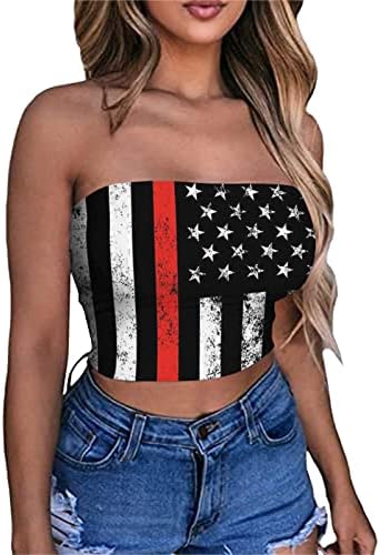 Američka zastava Cisterna Top žena Seksi zvijezda Striped ispis gornjih namotača, 4. srpnja, cijev za vrhunsko