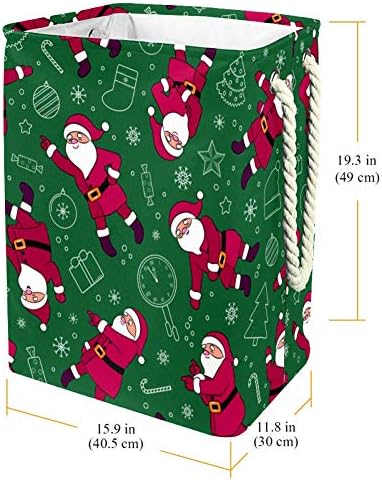 Santa u zelenoj pozadini 300D Oxford PVC vodootporna odjeća Hamper velika korpa za veš za deke igračke za