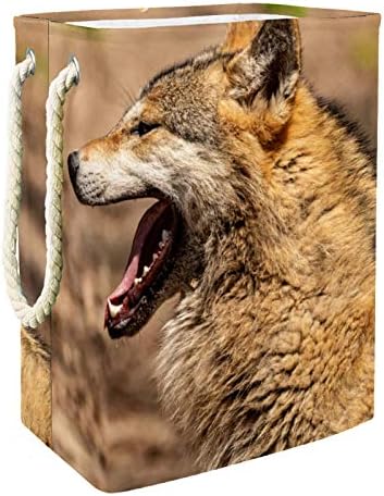 MAPOLO veš Hamper Wolf otvorena usta sklopiva platnena korpa za odlaganje veša sa ručkama odvojivi nosači