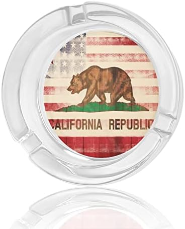 Kalifornijska američka zastava Glass Ashtrays za cigarete i cigare Okrugli držač za ladicu za pepeo za stolni