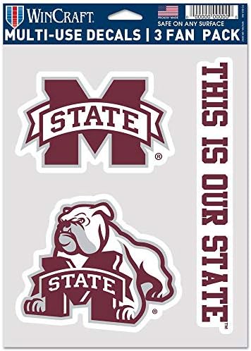 WinCraft NCAA Mississippi State Bulldogs Decal Multi Koristite ventilator 3 Pakovanje, Timske boje, jedna