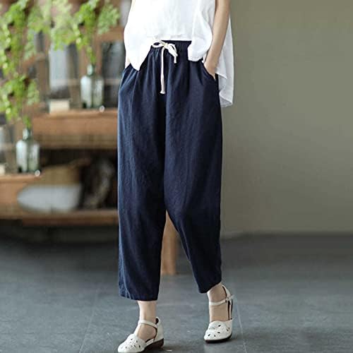 Posteljine hlače za žene Ljeto Visokog porasta Capri suženi dukseri Yoga lagana ležerna elastična pantalona