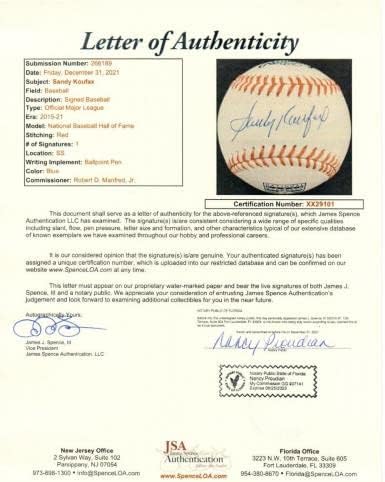 Sandy Koufax potpisao je autogramiranu dvoranu slavnih MLB-baseball Dodgers JSA XX29101 - AUTOGREMENA BASEBALLS