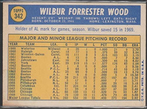 Wilbur Wood 1970 topps - [baza] 342
