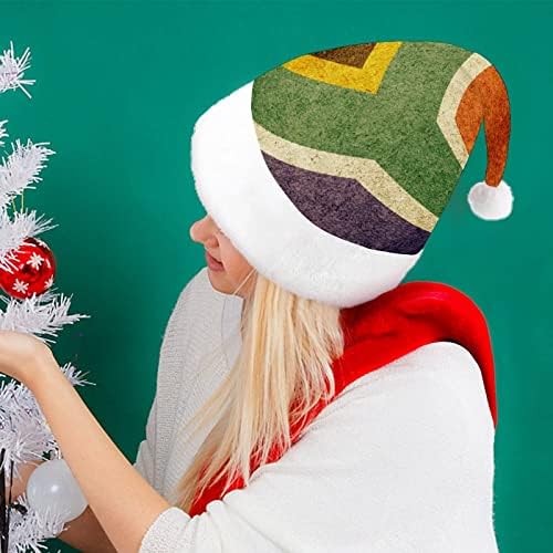Vintage Južna Afrika zastavu Božić šešir Santa Claus kape kratki pliš sa bijelim manžetama za muškarce žene