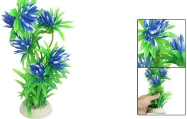 Uxcell Plastic Aquarium lotos cvijet / biljka, 9 inča, Plava / Zelena