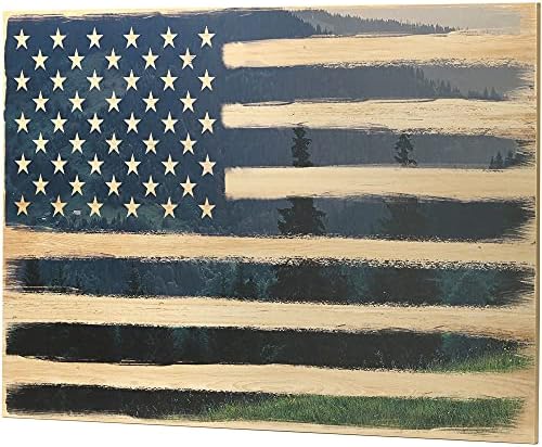 Brendovi otvorenih cesta američka zastava i drveće drveni zidni dekor - velika Rustikalna zidna Umjetnost