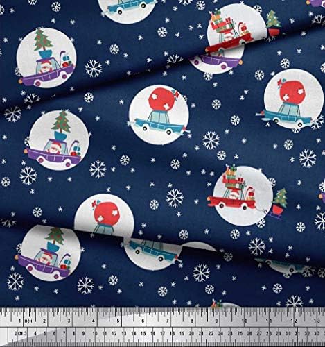 Soimoi pamučni dres tkanina Poklon kutija, automobil & amp; Santa Božić Print Fabric by the Yard 58 inch