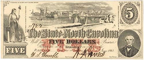 Država Sjeverna Karolina - građanski rat od zastarjelih novčanica-valuta