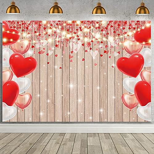 AIBIIN Valentinovo Photo Backdrop rustikalni Drvo crveni baloni Love Sweethearts romantične ljubavi fotografija