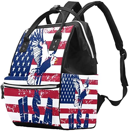 Guerotkr putni ruksak, vrećice za pelene, ruksačka torba za pelene, uzorak ptica američka zastava