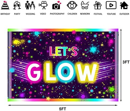 Ticuenicoa 5×3ft Neon omogućava Glow Party pozadine šarene grafite Splash boja pozadina za fotografiju rođendan