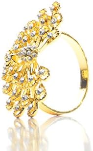 Set od 2 prekrasnog, premium kvalitete Faux dijamantski paunski dizajn zlatni salvetni prstenovi za večere,