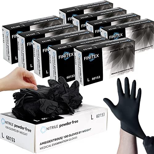 FINITEX-Crne nitrilne rukavice za jednokratnu upotrebu, Ispitne rukavice, bez pudera, bez lateksa, 3mil,
