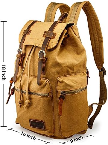 GEARONIC 21L Vintage platneni ruksak kožni ruksak ruksak 15inch Laptop Tote torba za koledž ramena za planinarenje