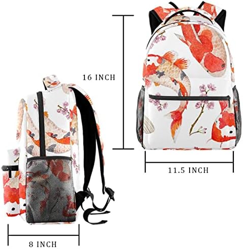 VBFOFBV putni ruksak, ruksak za laptop za žene Muškarci, Modni ruksak, Koi Fish cvjetovi