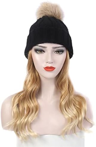 LUKEO modni ženski šešir za kosu dugi Kovrčavi Zlatni šešir za periku crni pleteni šešir perika stilski