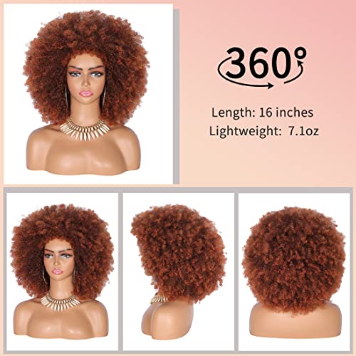 Kalyss 16 ženske duge Afro perike za crne žene 70-ih Afro Kinky Curly Mix smeđe perike velike odskočne i