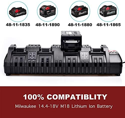Lilocaja DM18M Konverter adaptera za baterije DEWALT 20V ili Milwaukee 18V Li-Ion baterija za Makita 18V Alat za baterije + M18 4-portski punjač za baterije 48-59-1804 Kompatibilan je s Milwaukee M18 18V Li-Ion tijesto