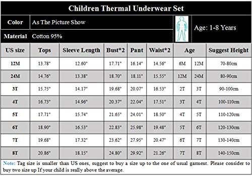 Toddler Boys Girls Thermal Donje rublje Dugih rukava T-majice 2pcs Kids Winter Base Slow Set, 12 mjeseci-8years