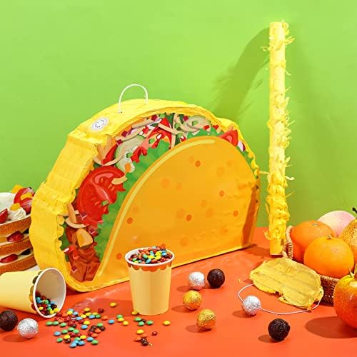 Taco Pinata Meksička Pinata Party Favor uključuje palicu s povezom preko očiju i konfete Fiesta Pinata za rođendansku zabavu Cinco De Mayo Pinata dekor za meksičke tematske potrepštine, 16,1 X 11,9 X 3,2 inča