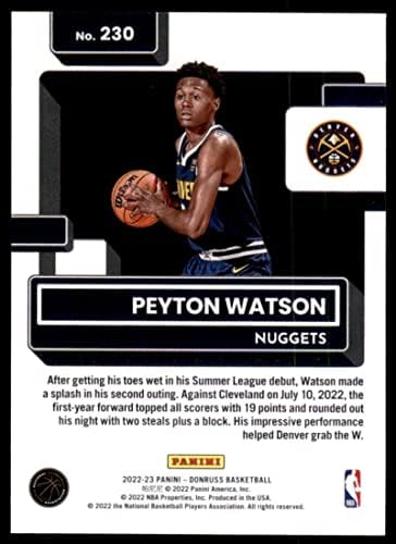 Peyton Watson RC 2022-23 Donruss 230 NM + -MT + NBA košarkaške nugget ocijenjene Rookie