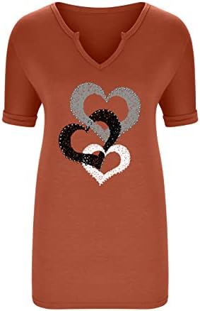 Djevojke Srce Love Graphic bluza 2023 Pamuk kratkih rukava Vneck Casual Rhinestone bluza majica za žene