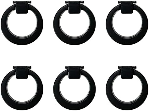 HEVSTIL 6 PACK Okrugli prsten od aluminijske legure ormarića mat mat crne ručke za ring za kuhinjske ormare
