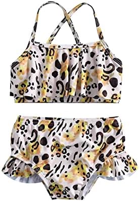 Baby Girls ' Swimwear Summer Leopard Štampani Ruffles Dvodijelni Kupaći Kostim Bikini Za Male Djevojčice