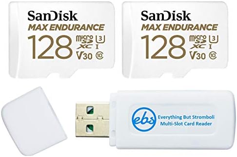 SanDisk MAX Endurance 128GB MicroSD kartica za kućne sigurnosne kamere & Dash kamere sa adapterom, 4K, paket sa svime osim Stromboli TF Micro SDXC čitač memorijskih kartica
