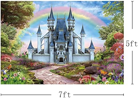 MEHOFOND 7X5FT bajka princeza Castle fotografija pozadina plavo nebo bijeli oblak Rainbow pozadina Wonderland