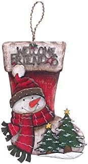 IH Casa Décor Drveni snjegović na čarapa za zidni vješalica