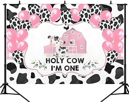 HOTIYOK 7x5ft 1st rođendan pozadina djevojka sveta krava Ja sam jedan pozadina Boho Pink baloni Farm tema