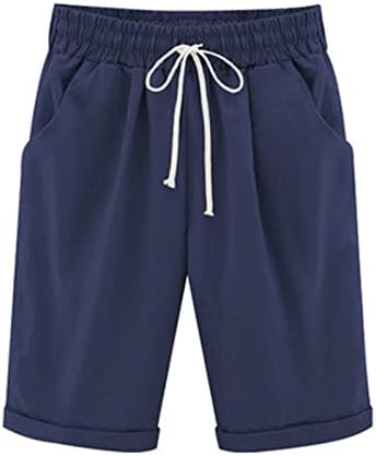 Žene posteljine Bermuda Hlače, elastične struke kratke hlače Ležerne ljetne kratke hlače za dame čvrste