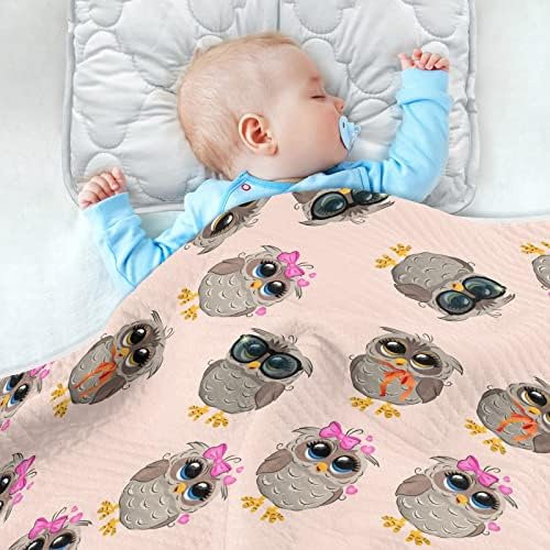 Slaba pokrivačica slatka sova za bebe pamučna pokrivačica za dojenčad, primanje pokrivača, lagane meke prekrivač