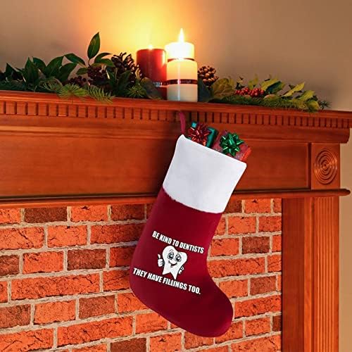 Budite ljubazni prema zubama Božićne čarape Čarape za čarape Xmas Tree Santa ukrasi Viseći ukrase za kamin