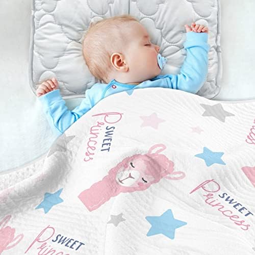 Slatka pokrivačica slatka ružičasta Llama pamučna pokrivačica za dojenčad, primanje pokrivača, lagana mekana