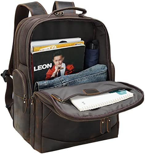 TIDING Vintage full Grain koža 17.3 inčni laptop ruksak veliki kamp Travel Weekender Daypack za muškarce