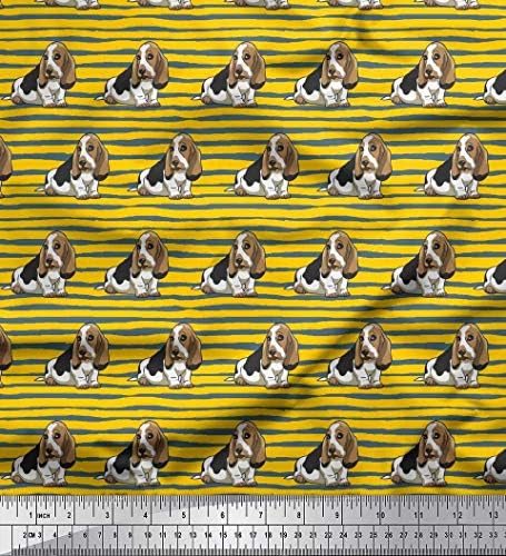 Soimoi pamuk Jersey tkanina Stripe & Basset Hound pas Print šivanje tkanina Dvorište 58 inča širok
