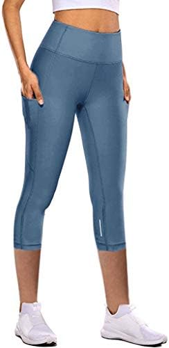 ZDFER Tržeće tajice za žene za žene, brze suhe elastične kapri joge hlače uske ženske ležerne hlače sa džepovima